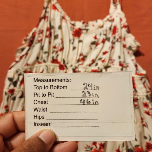 Old Navy Ivory Poppy Red Floral Flower Strappy Ruched Tank Size XXL - Picture 7 of 8